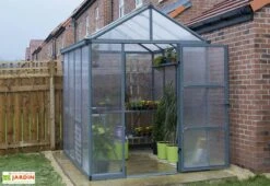 Serre De Jardin En Aluminium Et Polycarbonate Glory 4,7 M² - Grise -Garanta Jardin Magasin serre jardin aluminium polycarbonate glory 4 7 m 4