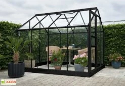 Halls Serre De Jardin En Aluminium Et Verre Trempé Popular 86 - 5 M² -Garanta Jardin Magasin serre jardin aluminium verre popular 86 noir
