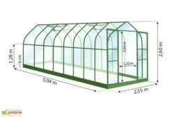 Serre De Jardin En Alu Et Verre Trempé Lams 12,9 M² - Aloé Vert -Garanta Jardin Magasin serre jardin aluminium verre trempe aloe 13m2 vert 1