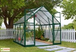 Serre De Jardin En Aluminium Et Polycarbonate Balance – Vert -Garanta Jardin Magasin serre jardin aluminium vert polycarbonate balance 8x8 1