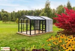 Serre De Jardin En Bois Et Verre Trempé Avec Panneaux Occultants – Lilas -Garanta Jardin Magasin serre jardin bois panneaux occultants stali design 04