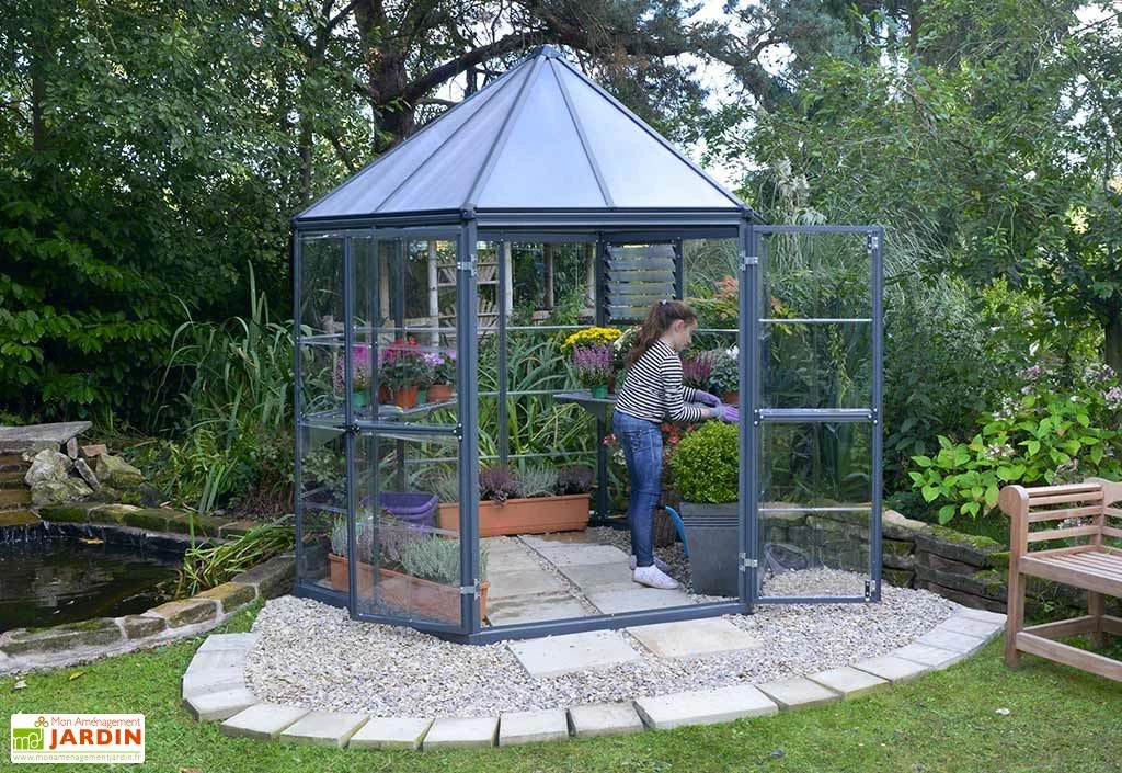 Serre De Jardin Hexagonale Aluminium/Polycarbonate Oasis 3,8 M² 4 Serre De Jardin Hexagonale Aluminium/Polycarbonate Oasis 3,8 M² – Image 2