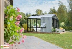 Serre De Jardin Bois Et Verre Trempé Avec Panneaux Occultants – Hibiscus -Garanta Jardin Magasin serre jardin verre bois stali panneaux gris