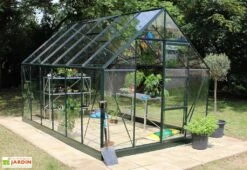 Halls Serre De Jardin En Aluminium Et Verre Trempé Universal 128 – 9,9 M² -Garanta Jardin Magasin serre verre aluminium universal 128 vert