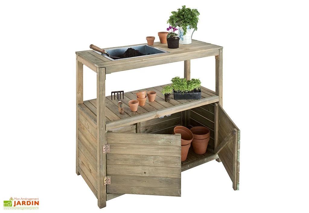 Table De Préparation En Pin + 2 Portes 3 Table De Préparation En Pin + 2 Portes