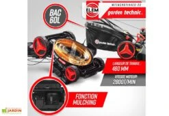 Tondeuse à Gazon Thermique Autotractée 144,3 CC – 46 Cm 10 Tondeuse à Gazon Thermique Autotractée 144,3 CC – 46 Cm -Garanta Jardin Magasin tondeuse gazon thermique elem garden wttac46t144es 22 fonction mulching