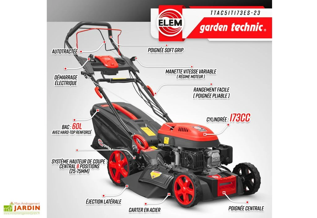 Tondeuse Thermique Autotractée 173 CC Démarreur électrique – 50 Cm 5 Tondeuse Thermique Autotractée 173 CC Démarreur électrique – 50 Cm – Image 3