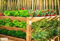 Tour De Culture Verticale En Bois De Mélèze 91 X 124 X 73 Cm -Garanta Jardin Magasin tour culture bois meleze